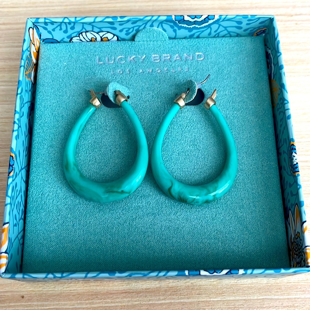 NWT-Lucky Brand Blue Hoop Earrings